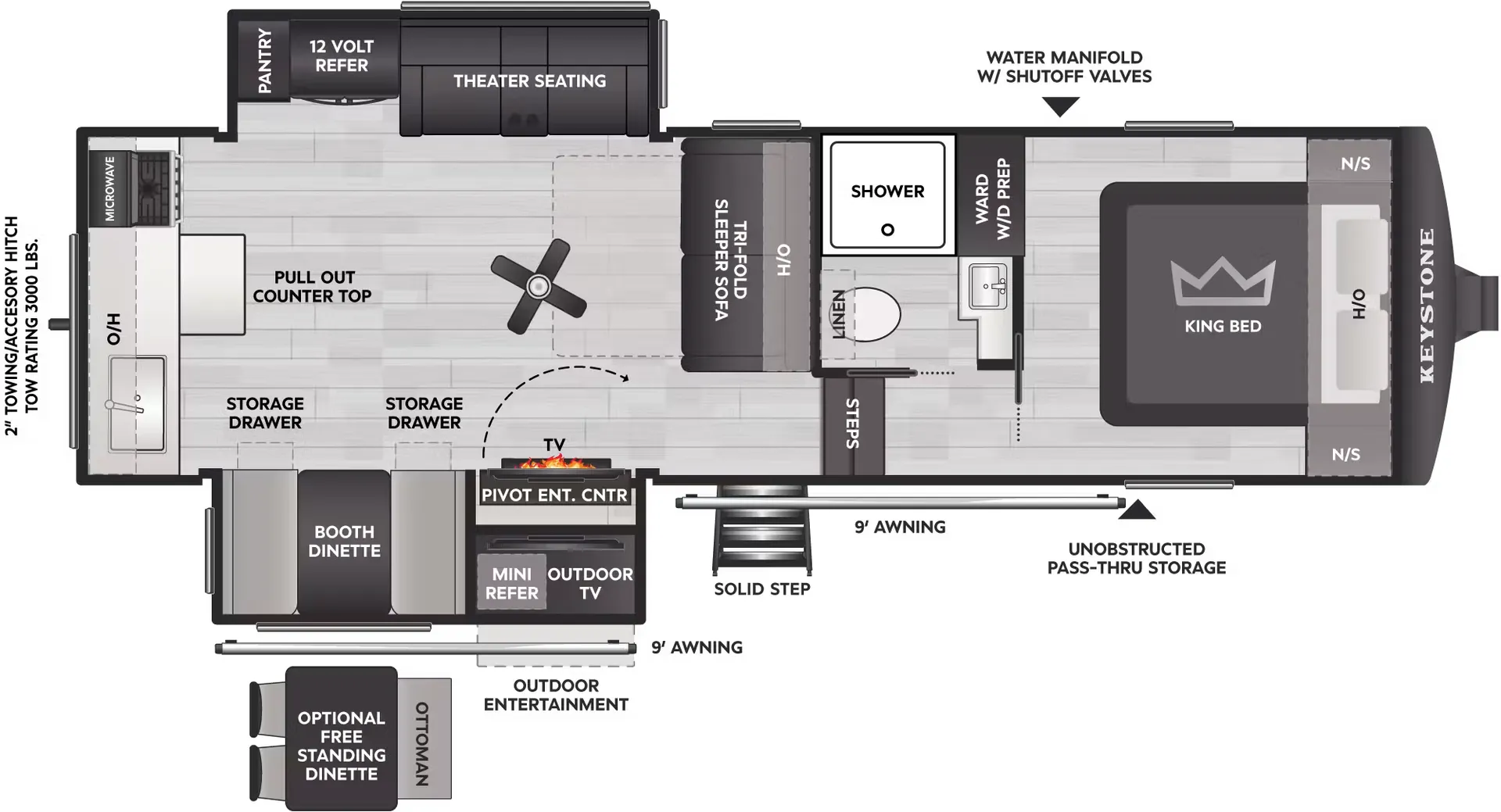 2027 Keystone Cougar Half-Ton 26RKE - Floor plan