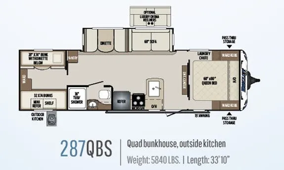 Keystone Bullet 287QBS floor plan
