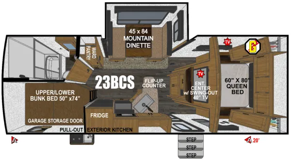 2024 Outdoors RV Back Country 23BCS floor plan