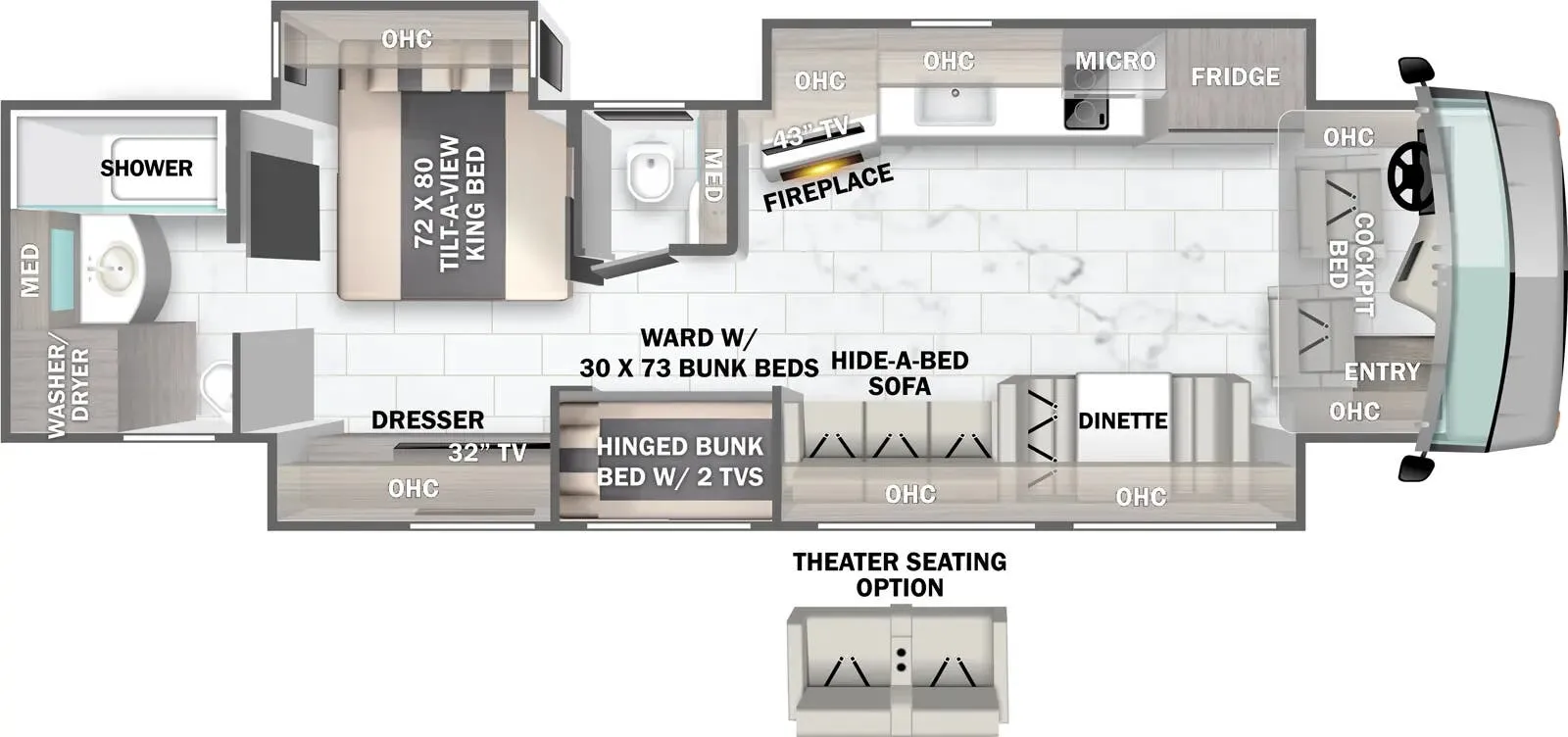 Forest River Berkshire XL 40C floor plan