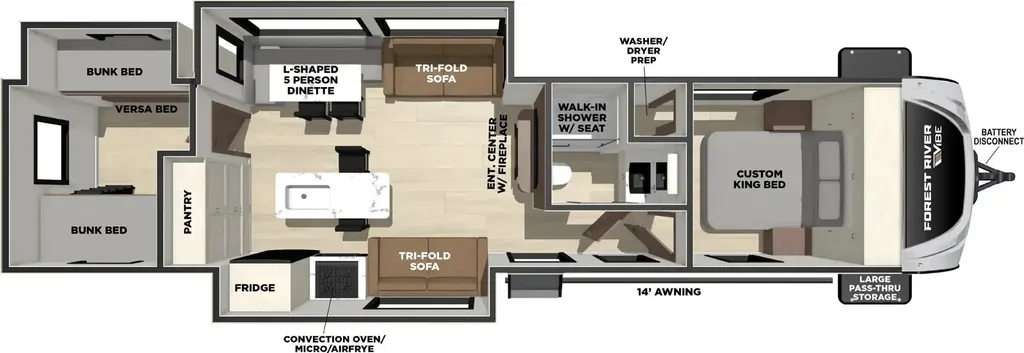 2026 Forest River Vibe 3400BH floor plan