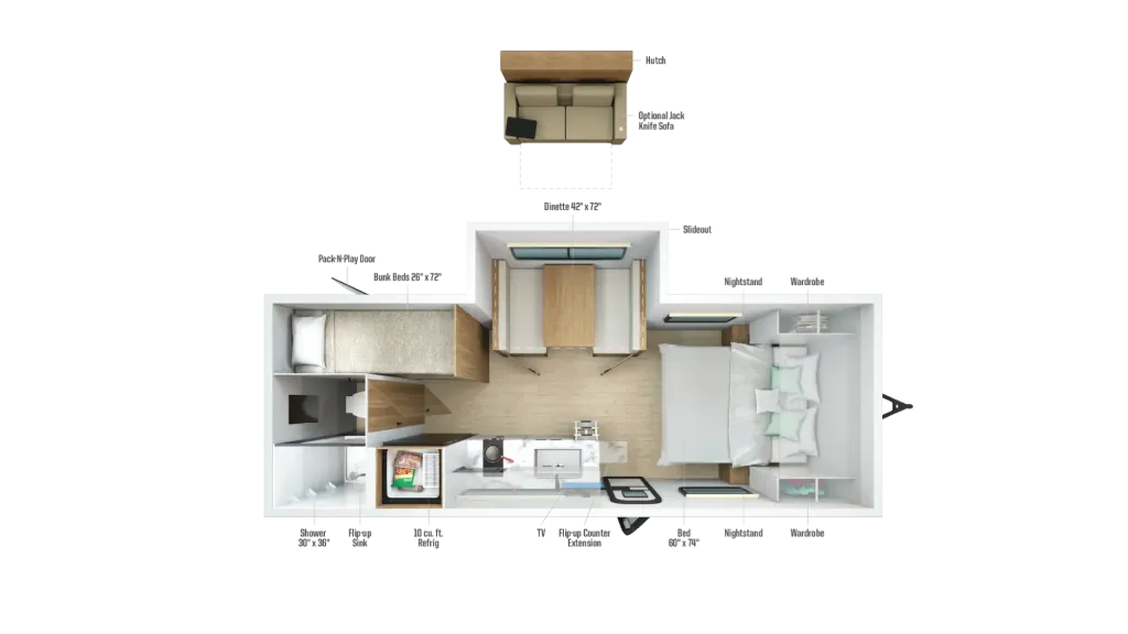 2026 Winnebago Micro Minnie 2200FBH floor plan
