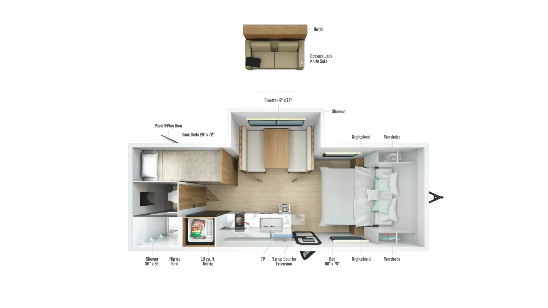 Winnebago Micro Minnie 2200FBH floor plan