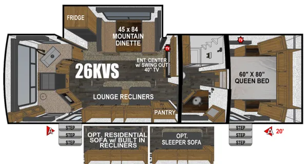 2026 Outdoors RV Timber Ridge Titanium Series 26KVS - Floor plan