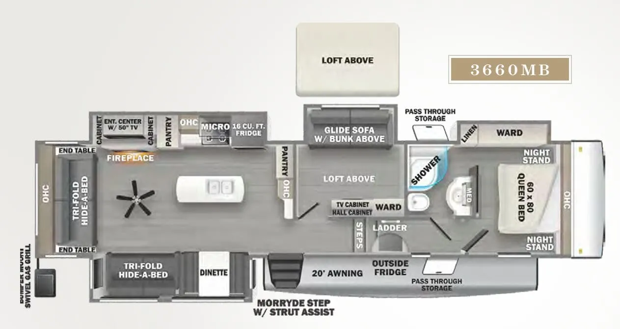 Forest River Sandpiper 3660MB floor plan