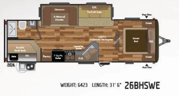 Keystone Hideout 26BHSWE floor plan
