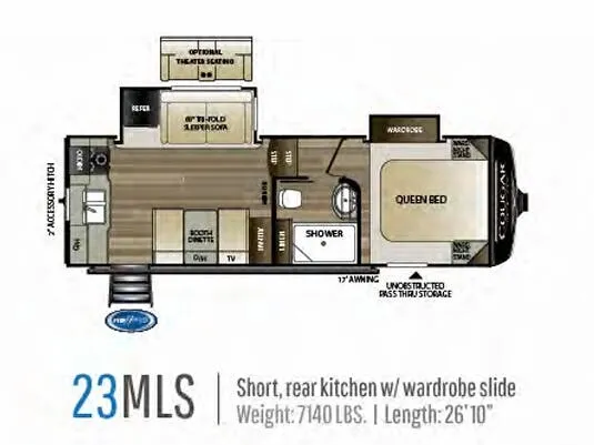 2020 Keystone RV Cougar Half-Ton 23MLS floor plan