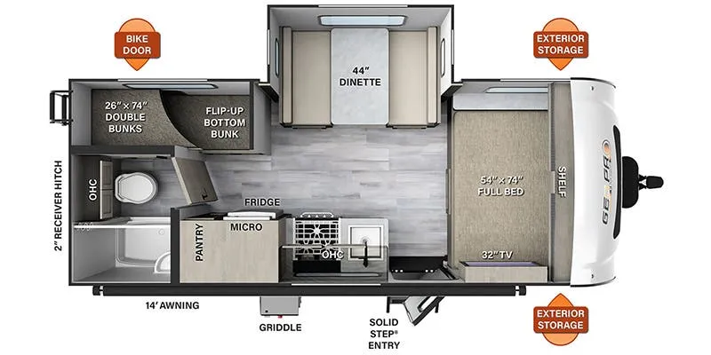 2023 Forest River Rockwood Geo Pro G20BHS - Floor plan
