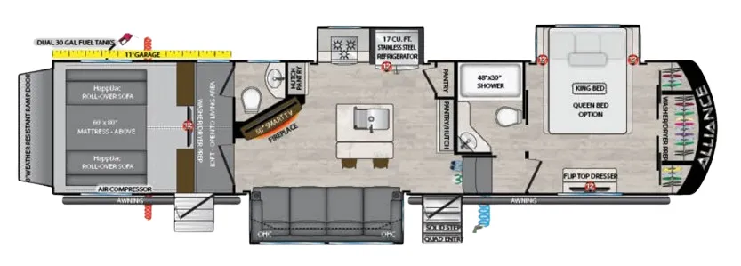 Alliance RV Valor 36V11 floor plan