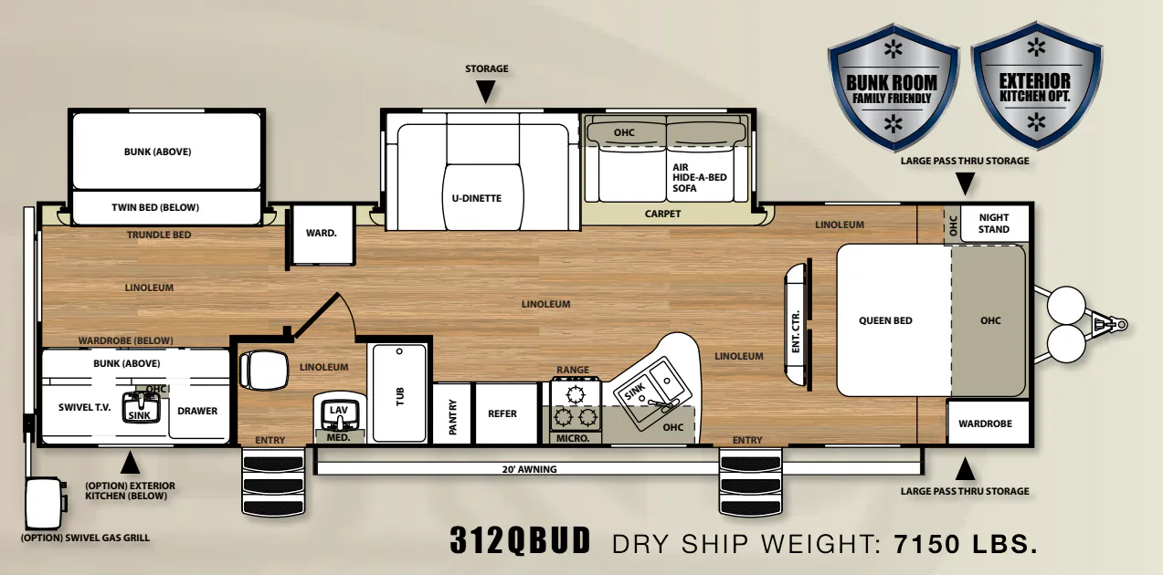 Forest River Salem Hemisphere Lite 312QBUD floor plan