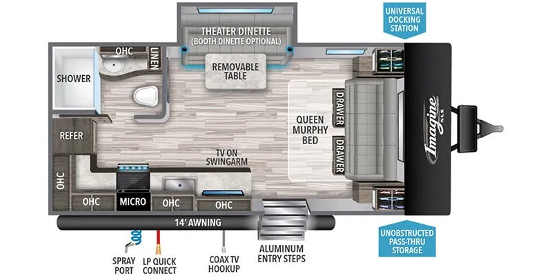 2021 Grand Design Imagine XLS 17MKE floor plan
