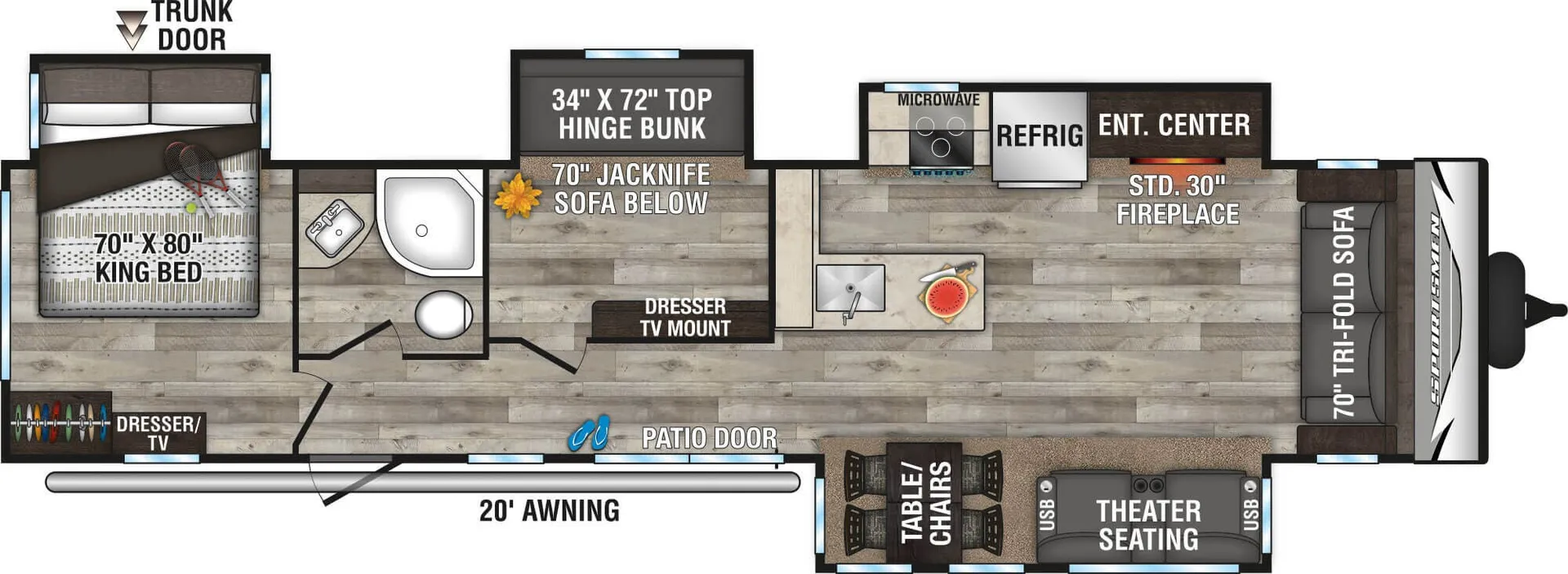 K-Z Sportsmen 364BH floor plan