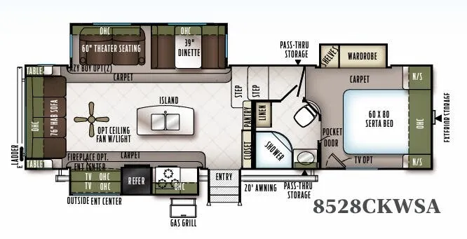 Forest River Flagstaff Classic Super Lite 8528CKWSA floor plan