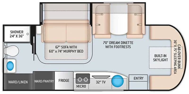 2022 Thor Motor Coach Delano Sprinter 24FB - Floor plan