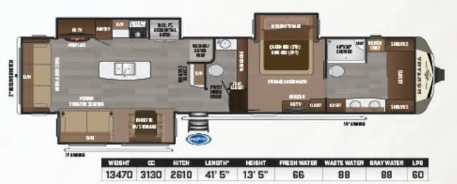 Keystone Montana 3930FB floor plan