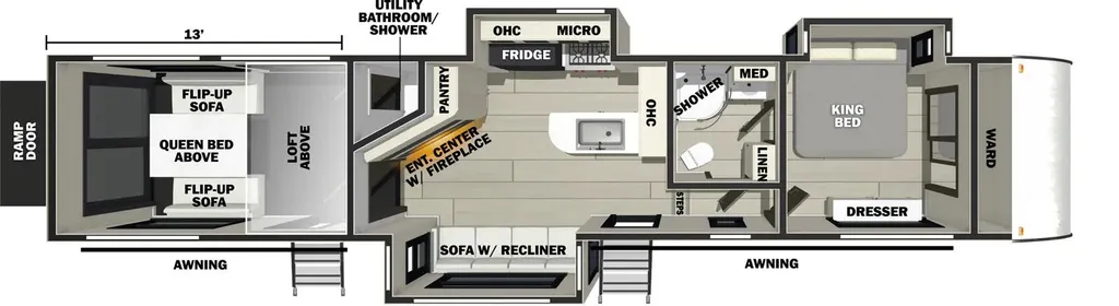 2025 Forest River Vengeance Rogue Armored 351G2 floor plan