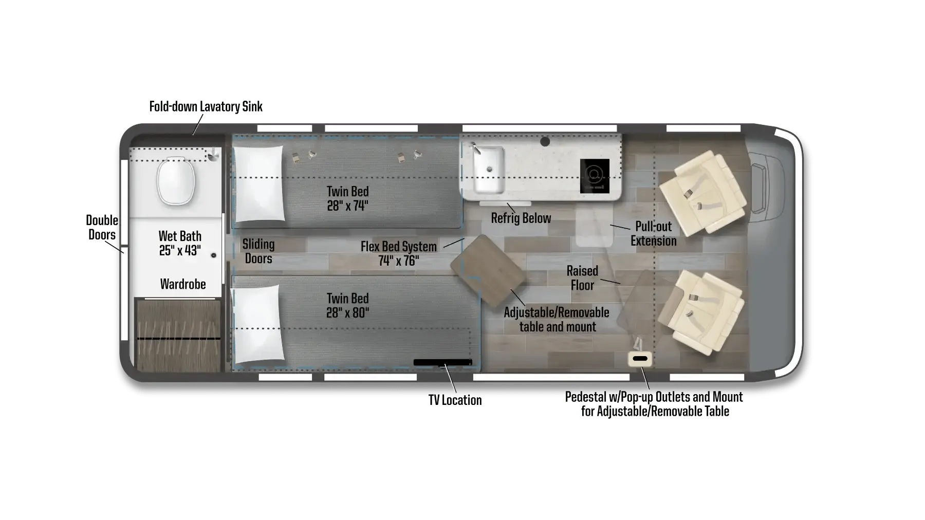 2026 Winnebago Travato 59KL - Floor plan