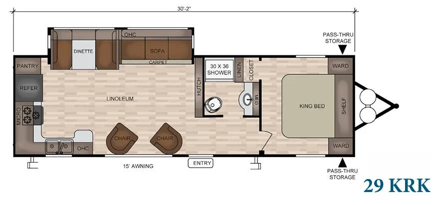 2019 East to West Della Terra 29 KRK - Floor plan