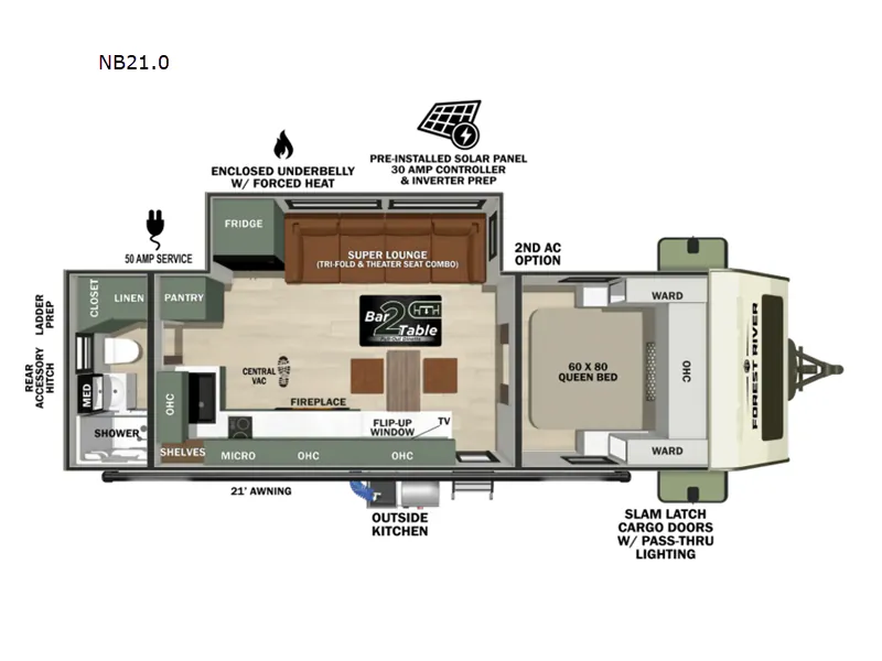 2027 Forest River No Boundaries Beast Mode NB21.0 floor plan