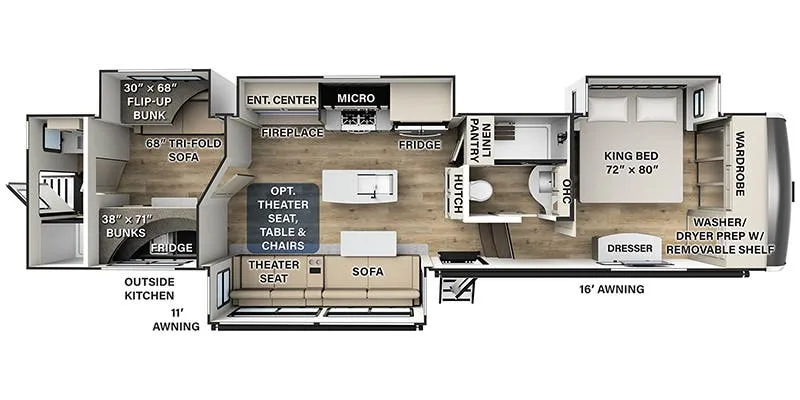 Forest River Rockwood Luxury R375BH floor plan