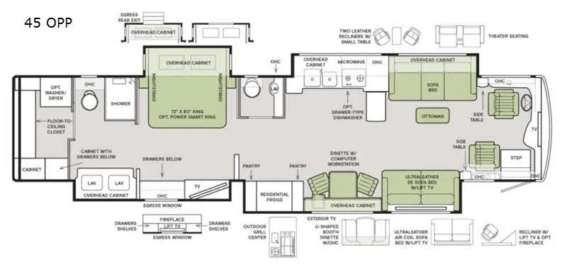 2021 Tiffin Allegro Bus 45 OPP - Floor plan