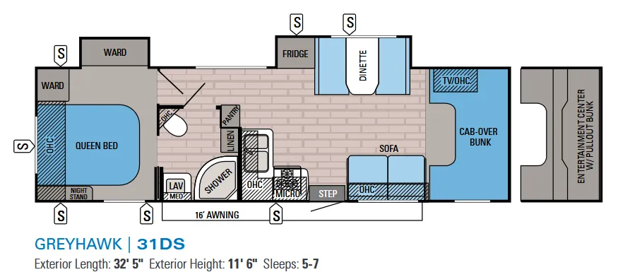 Jayco Greyhawk 31DS floor plan