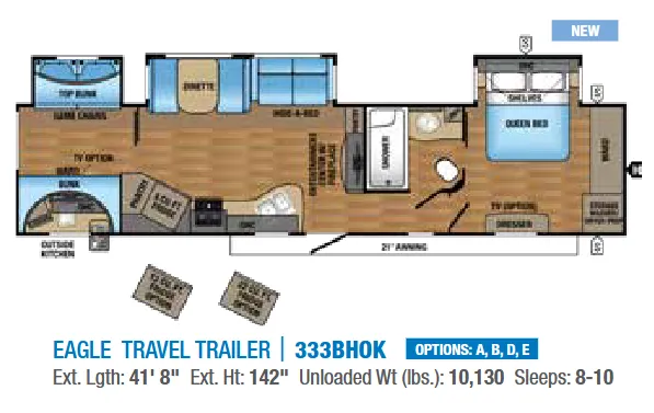 Jayco Eagle 333BHOK floor plan