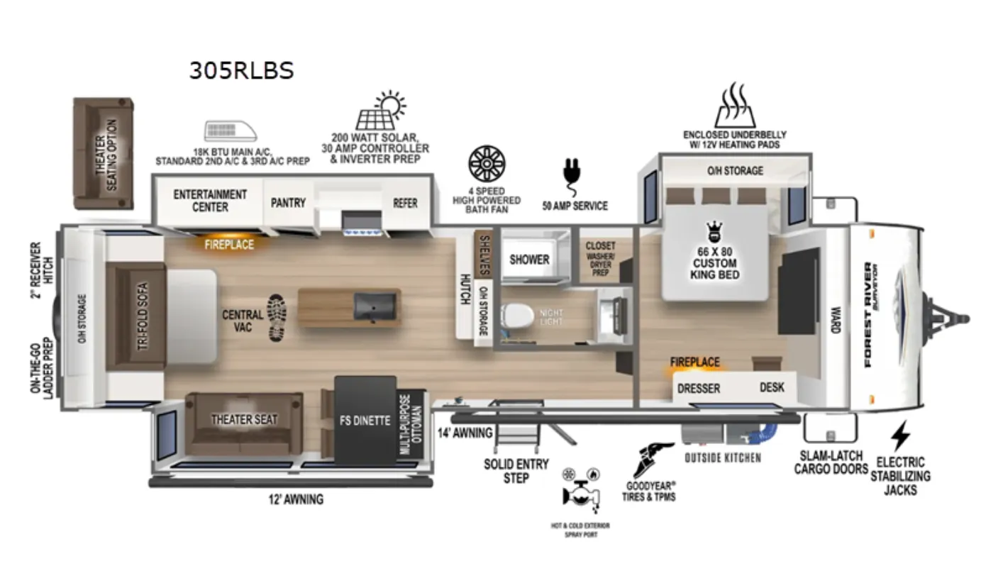 2026 Forest River Grand Surveyor 305RLBS - Floor plan