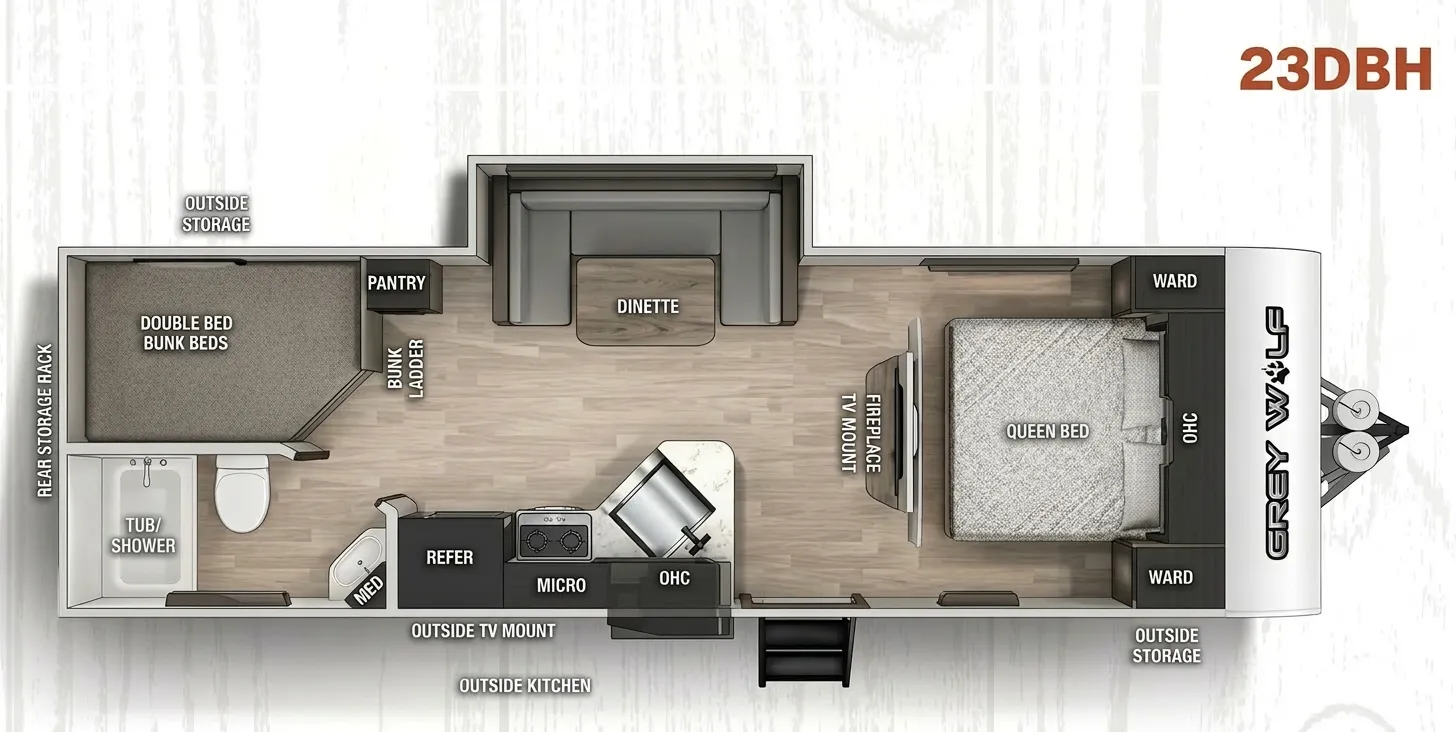 2022 Forest River Cherokee Grey Wolf 23DBH - Floor plan