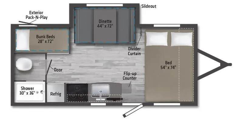 2022 Winnebago Micro Minnie FLX 2100BH - Floor plan